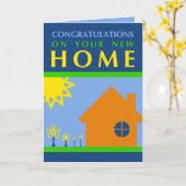 新しいホーム（形状）のモダンおめでとう カード (黄色い花)