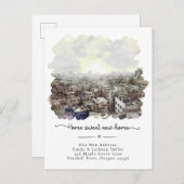 新しいホーム – 新しい住所ウォーターカラーシティ 案内ポストカード (正面/裏面)