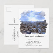 新しいホーム – 新しい住所ウォーターカラーシティ 案内ポストカード (正面/裏面)