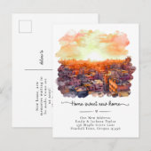 新しいホーム – 新しい住所ウォーターカラーシティ 案内ポストカード (正面/裏面)