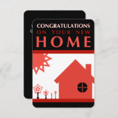 新しいホーム(赤い図形)をお祝い申し上げます 招待状 (正面/裏面)