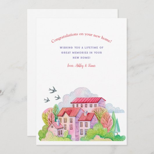 新しいホームSpringtimeグリーティングカード 招待状 (正面/裏面)