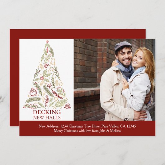 新しいホールをデッキクリスマスツリー写真の移動 案内状 (正面/裏面)