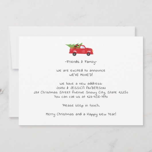 新しいホールをデッキクリスマストラック写真の移動 案内状 (裏面)