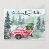 新しいホールをデッキクリスマスレッドトラック移動 シーズンポストカード (正面)