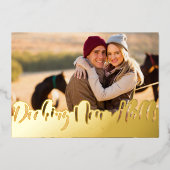 新しいホールをデッキフォト独身の手書き金ゴールド 箔シーズンカード (正面)