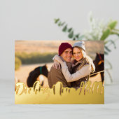 新しいホールをデッキフォト独身の手書き金ゴールド 箔シーズンカード (立ち正面)