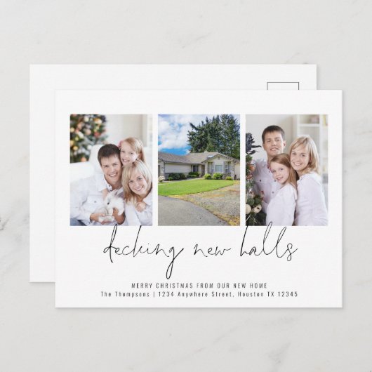 新しいホールをデッキング3枚の写真クリスマスを移動 ポストカード (正面/裏面)