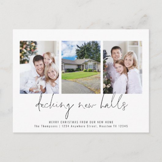 新しいホールをデッキング3枚の写真クリスマスを移動 ポストカード (正面)