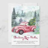 新しいホールをデッキ赤いクリスマストラック移動 案内状 (正面)