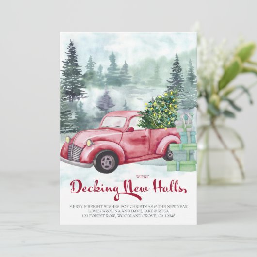 新しいホールをデッキ赤いクリスマストラック移動 案内状 (スタンド正面)