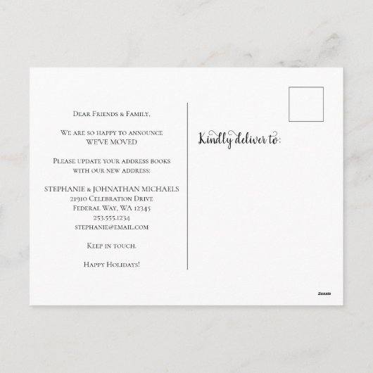 新しいホールを飾る ホリデーシーズン引越しのお知らせ シーズンポストカード (裏面)