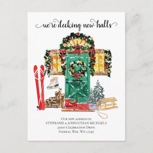 新しいホールを飾る ホリデーシーズン引越しのお知らせ シーズンポストカード (正面)