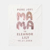 新しいマお洒落マホワイトピンク名生まれたばかりの日 フリースブランケット (正面)