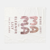 新しいマお洒落マホワイトピンク名生まれたばかりの日 フリースブランケット (正面(横))