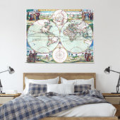 新しいマップ・オブ・ザ・ワールドSamuel Thornton Wall Art キャンバスプリント (インサイチュ (寝室))