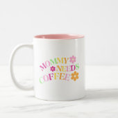 新しいママのためのフローラの色のギフトmommyの必要性コーヒー ツートーンマグカップ (左)