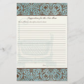 新しいママのための赤ちゃんシャワーアドバイス- Blue Brown Damask (正面)