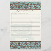 新しいママのための赤ちゃんシャワーアドバイス- Blue Brown Damask (裏面)