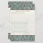 新しいママのための赤ちゃんシャワーアドバイス- Blue Brown Damask (正面/裏面)