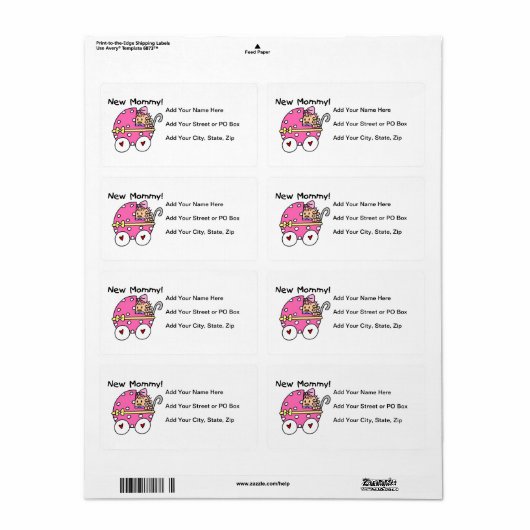 新しいママのベビーガールギフト ラベル (フルシート)