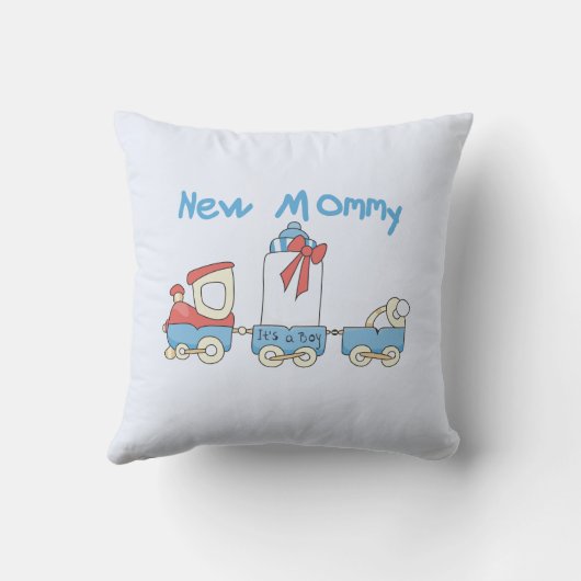 新しいママをトレーニングする男の子のプレゼント クッション (裏面)