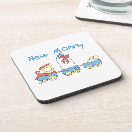 新しいママをトレーニングする男の子のプレゼント コースター (左側)