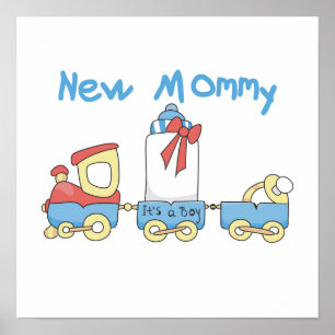 新しいママをトレーニングする男の子のプレゼント ポスター