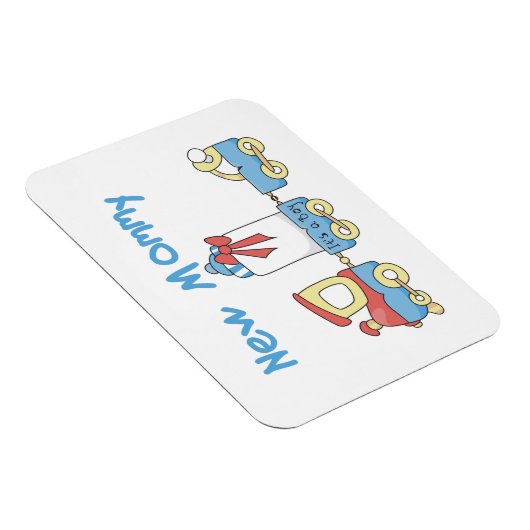 新しいママをトレーニングする男の子のプレゼント マグネット (右側)