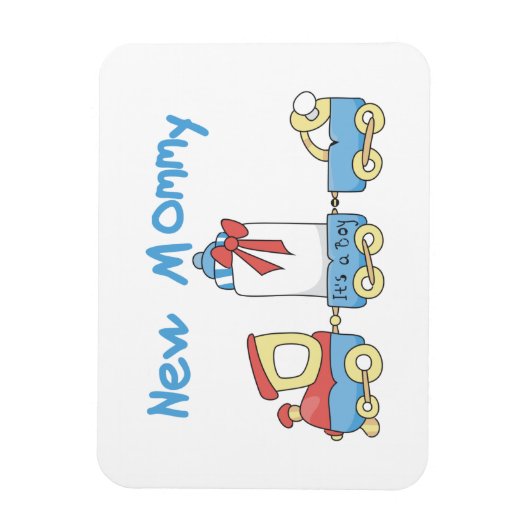 新しいママをトレーニングする男の子のプレゼント マグネット (縦)