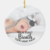 新しいママパパベビーフォトオーナメント セラミックオーナメント (裏面)