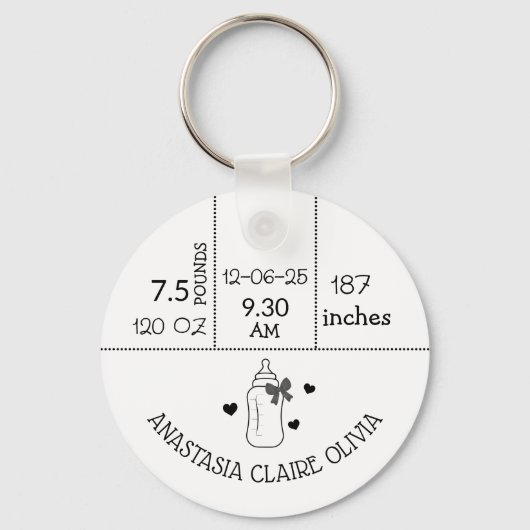 新しいママベビー到着ベビー統計新生児ギフト キーホルダー (正面)