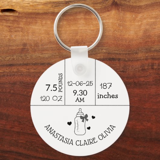 新しいママベビー到着ベビー統計新生児ギフト キーホルダー (正面)