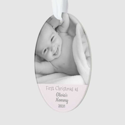 新しいママ初めてのクリスマスをママパーソナライズされた オーナメント (正面)