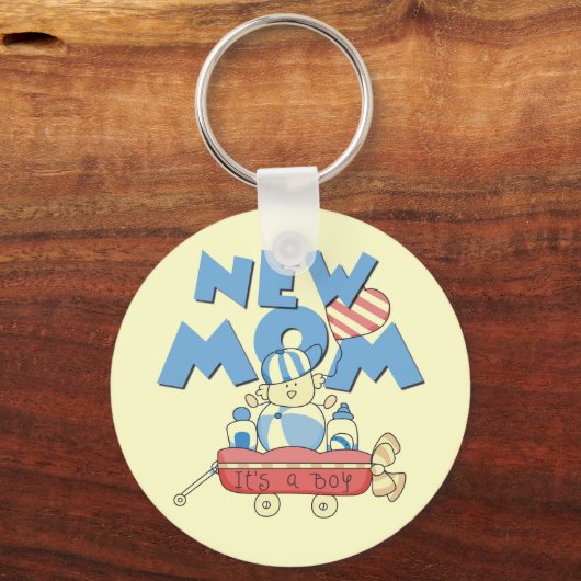 新しいママ男の子のTシャツとギフトだ キーホルダー (正面)