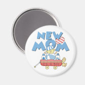 新しいママ男の子のTシャツとギフトだ マグネット (正面/裏面)