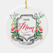 新しいママ確立パーソナライズされた水カラーフローラ セラミックオーナメント (裏面)