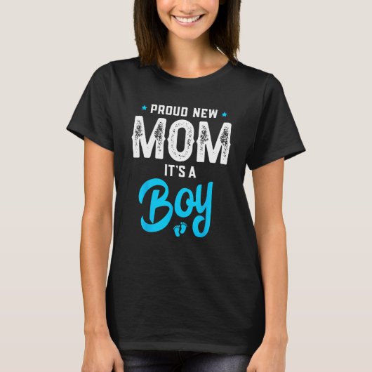 新しいママ 誇り 男の子 ママに昇格 おめでとう 女性用 Tシャツ (正面)