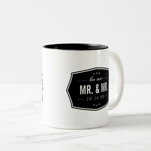 新しいミスターとミスター・ゲイ結婚の新婚の写真 ツートーンマグカップ (正面右)