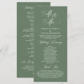 新しいミスターとミセス、セージ・グリーン結婚の式 プログラム (正面/裏面)
