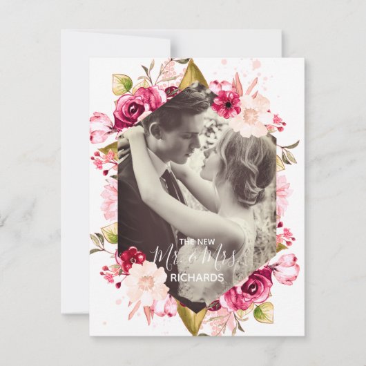 新しいミスターをシックにミセスの結婚写真の発表 招待状 (正面)