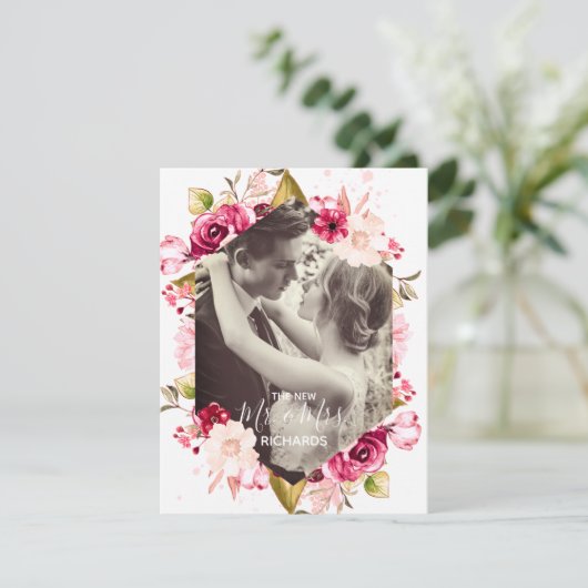 新しいミスターをシックにミセスの結婚写真の発表 招待状 (スタンド正面)