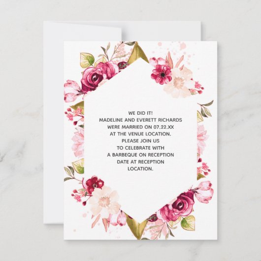 新しいミスターをシックにミセスの結婚写真の発表 招待状 (裏面)