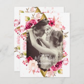 新しいミスターをシックにミセスの結婚写真の発表 招待状 (正面/裏面)