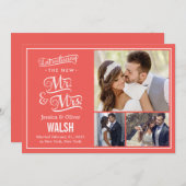 『新しいミスター結婚とミセスの発表-サンゴ』 招待状 (正面/裏面)