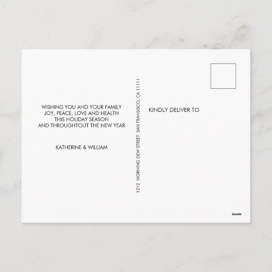 新しいミスター・アンド・ミセス・ワンの写真によるメリークリスマス シーズンポストカード (裏面)