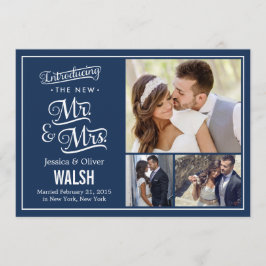 新しいミスター·アンド·ミ結婚セス·アナウンス-ネイビー·ブルー 招待状