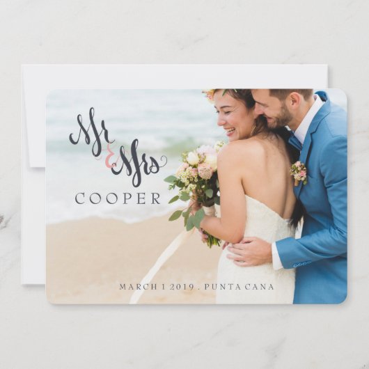 新しいミスター·エロペモダンメント·マリッジ·アナウンス 招待状 (正面)