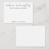 新しいミスター+ミセスのミニマル結婚リストの願い アドバイスカード (正面/裏面)