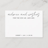 新しいミスター+ミセスのミニマル結婚リストの願い アドバイスカード (正面)